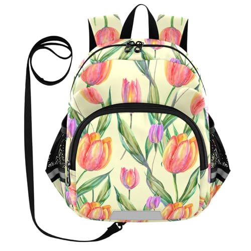 Watercolor Leaves Yellow Toddler Harness Backpack for Boys Girls 3-6 Years Kids Backpack with Anti Lost Safety Leash Baby Harness Bookbag for Preschool Walking Travel