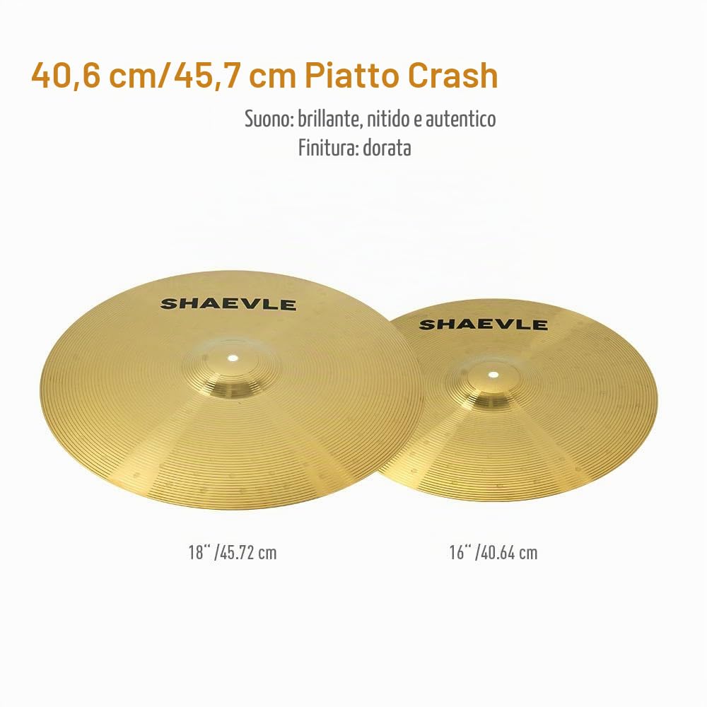 Golden Cymbal Pack - Set di 5 Piatti in Lega per Batteria 14" 16" 18" 20"
