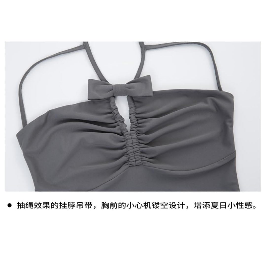 Halter Camis gasa fuera del hombro lazo nudo mujeres top corto