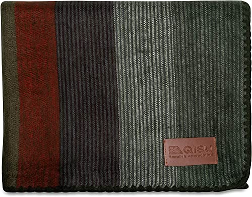 Qisu Alpaca Wool Blanket Throw | Large, Beautiful, Warm, Stripes | 85 X 65 Inches | Ultra-Soft, Hypoallergenic And Breathable | Non-Itchy Or Scratchy Fabric (Sea Foam Volcano Stripe) #TOP8
