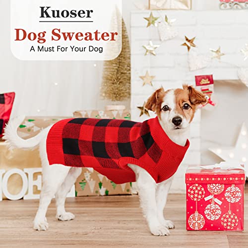 Kuoser Dog Sweater Pullover Knitwear, Dog Christmas Sweaters Classic Plaid Cable Knitted Wear, Dog Turtleneck Puppy Cold Weather Clothes For Small Medium Dogs #TOP6