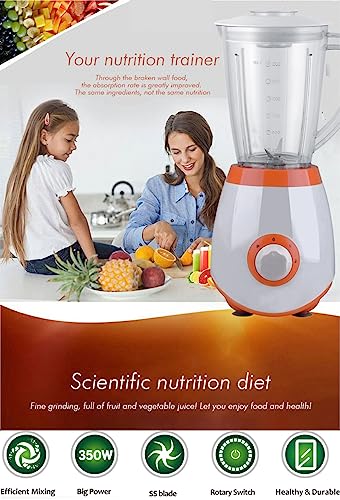 Smoothie Milkshake Blender 2 Speeds Pulse Chopper Ice Crusher Stainless Steel Titanium Blade for Efficient Mixing Milkshake, Ice, Fruit and Vegetables, Juices, Extracts 12000 Rpm with 1.5L Tritan 350W - Image 4
