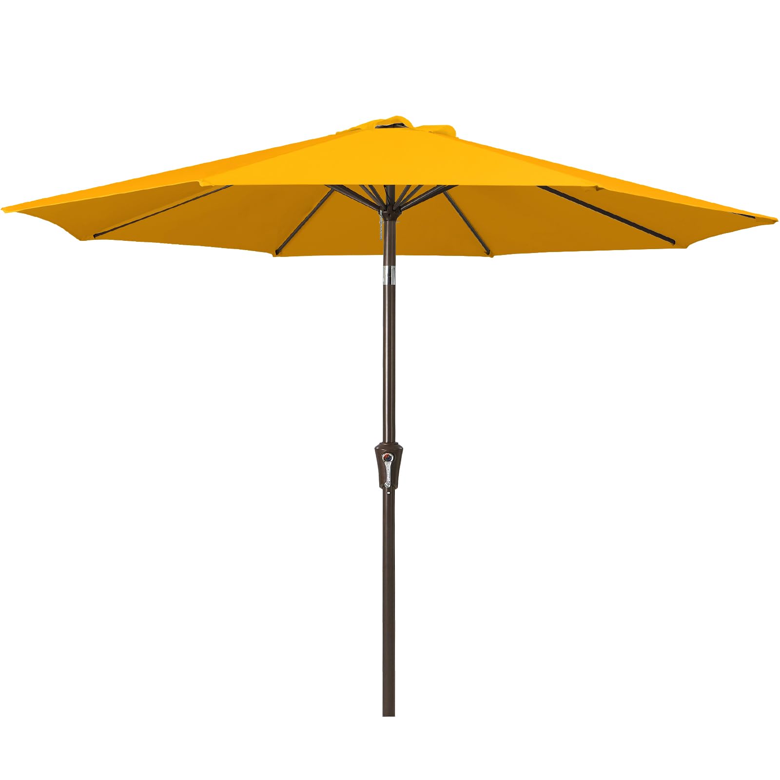 JEAREY 9FT Outdoor Patio Umbrella Outdoor Table Umbrella with Push Button Tilt and Crank, Market Umbrella 8 Sturdy Ribs UV Protection Waterproof for Garden, Deck, Backyard, Pool (Bright Orange)