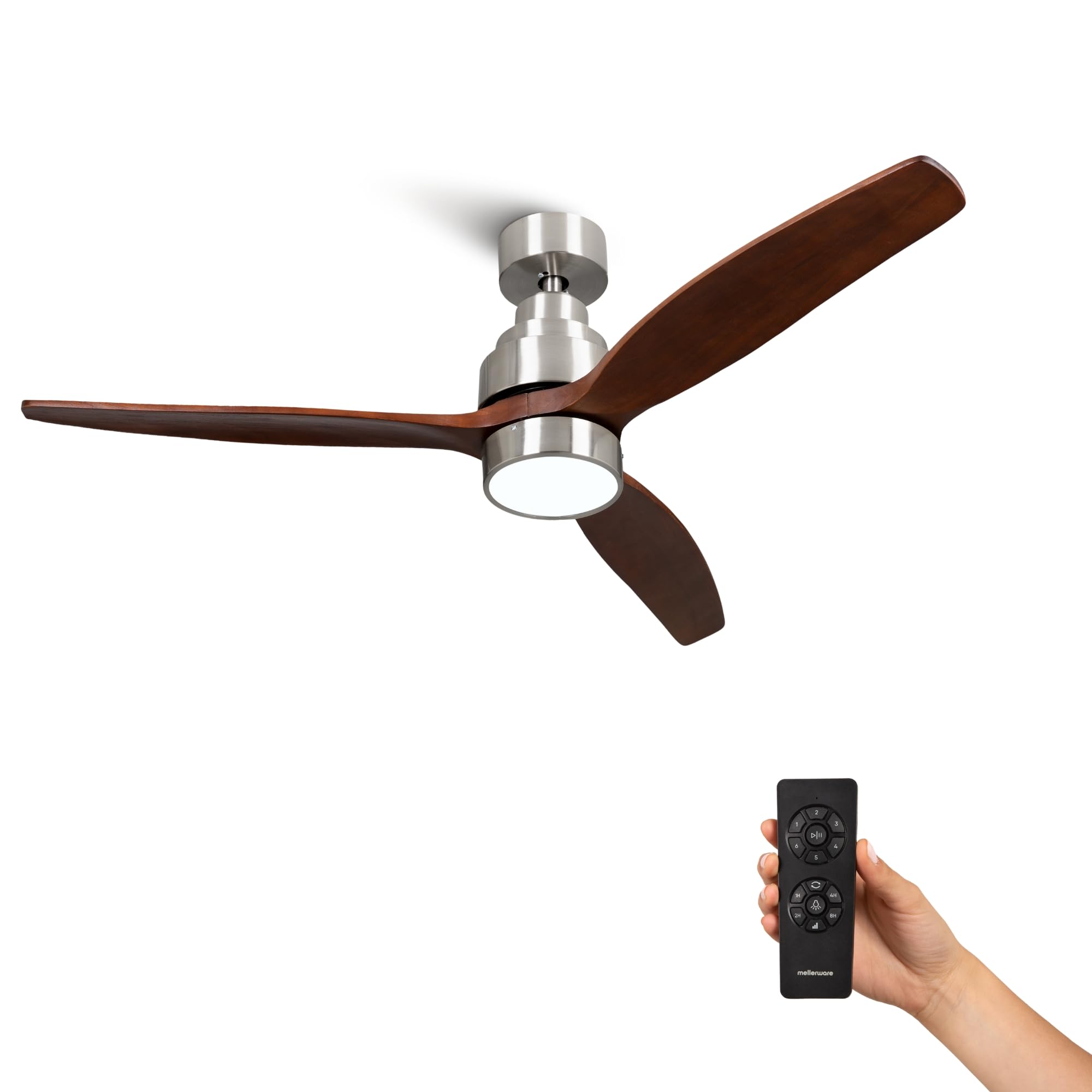 Mellerware - Ventilateur De Plafond Avec Lumière Brizy Bright Outdoor Ip24 45w Ultra Silencieux 6 Vitesses 132 Cm Diametre 92221320