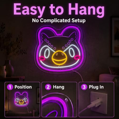 Image of Animals Kawaii Dog Girl LED Neon Sign, 13 inchx12.6 inch | Cute Animal Character Wall Decor, USB Powered Night Light, Gamer Room Bedroom Desk, Bell Hair Accessory Design