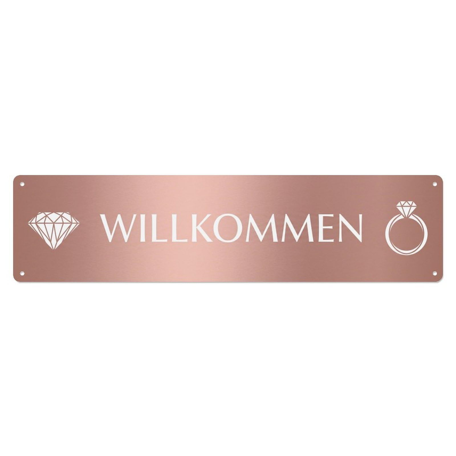 Rose Gold Luxury Jewelry Boutique Welcome Metal Tin Sign Plaque Wall Decor for Cafe, Club Bar, Office, Home Garden Metal Poster 4x16Inch