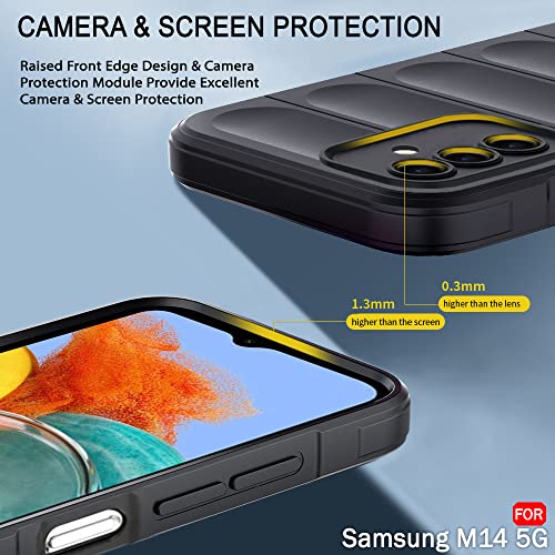 Image of TheGiftKart Liquid Silicon Back Cover Case for Samsung Galaxy M14 5G | Shockproof Military Grade Protection | Micro-Fibre Cloth On Inner Side | Built-in Anti-Slip Grip Back Cover Case (TPU, Black)