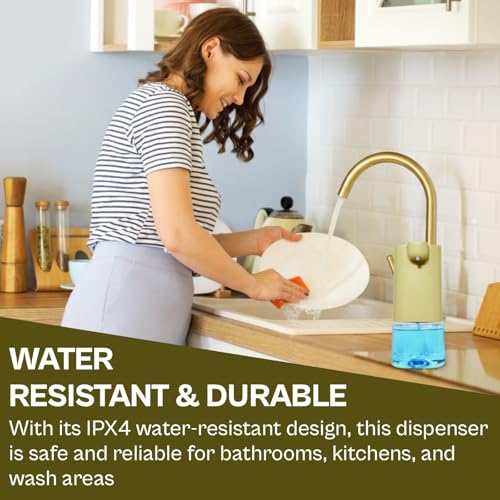 Image of Automatic Foaming Soap Dispenser with 200ml Foaming Handwash Refill Included, 350ml Touchless Soap Dispenser, Smart Infrared Sensor,IPX4 Waterproof for Kitchen & Bathroom (Yellow)