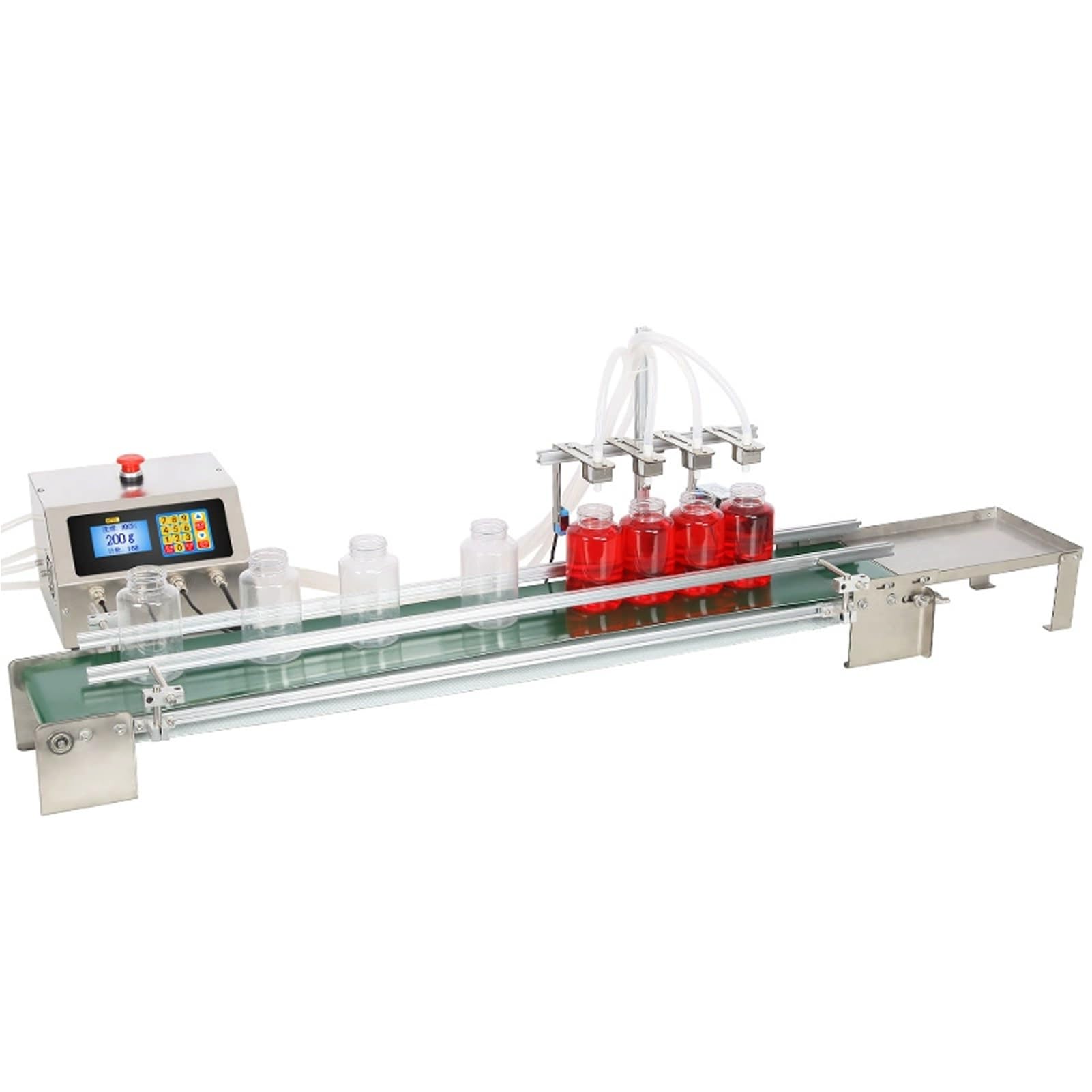 asdchZen Liquid Filling Machine, 4-Head Bottle Filler Machine, Stainless Steel Bottle Filler With Conveyor Belt, 16.8L/Min Large Capacity Liquid Filler, For Drinks, Juices, Milk