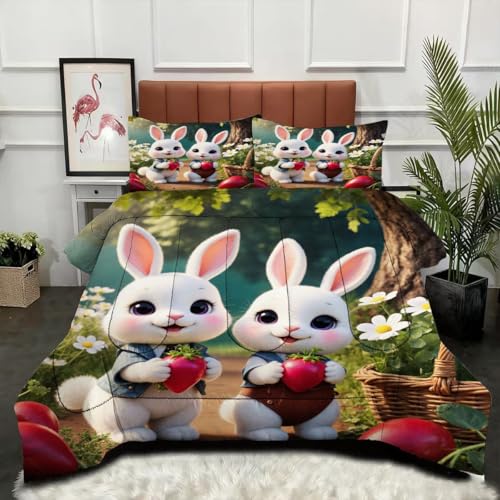 ZZXHG Edredón King Size Estampado 3D | Conejo Animal, Nórdico Máximo Confort para Camas Grandes, Lavable, Reversible, Incluye 2 Fundas de Almohada 50x75 cm_j13194