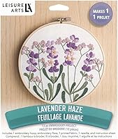 Leisure Arts Lavender Haze V2 Embroidery Kit 6" - Beginner Cross Stitch Starter Set with Pre-Printed Organza, Hoop, Floss & Needle