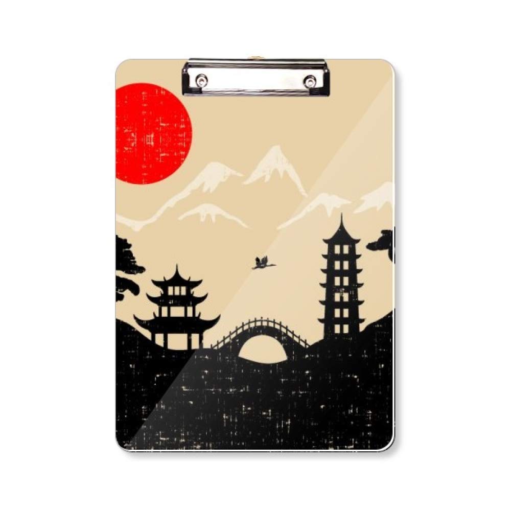Porte-bloc japonais au format A4 rigide avec illustration de temple - 5
