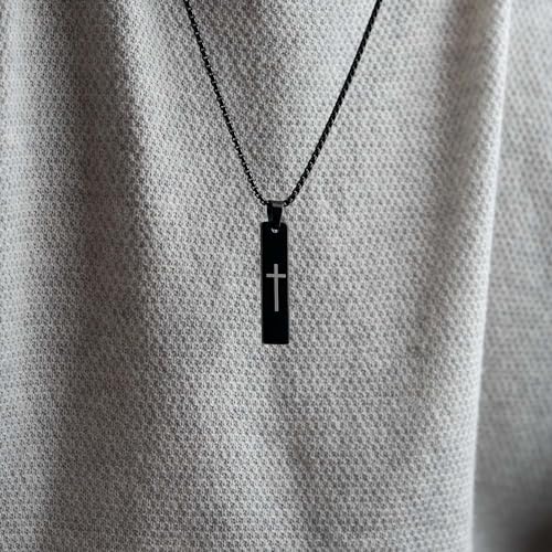 Image of Mesmerize Spiritual Mini Tag Stainless Steel Necklaces for Men | Locket and Pendant Necklace for Men and Guys | Necklace with Chain in Black and Silver | 6-Month Warranty.