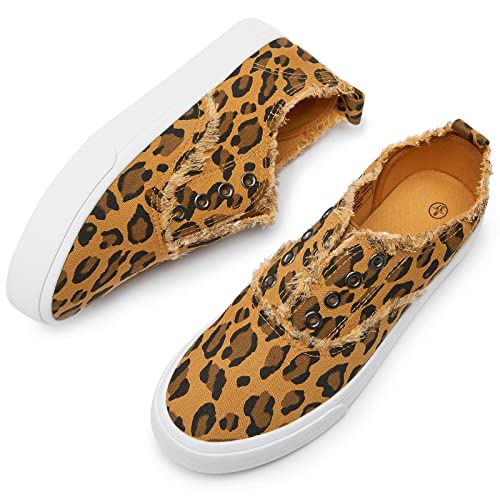 Povoger Womens Slip On Sneakers Canvas Shoes For Women Tennis Shoes Fashion Sneakers Walking Casual Comfortable (Leopard Printed,Us07) #TOP7
