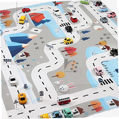 Asakkura Children'S Traffic Game Mat Kids Play Mat Baby Grijpende Vloermatten Baby Speelkleed Baby Kruipen Mat Vloerkussens Voor Kinderen Verkeer Kaart Plat Mat Kind Kruipen Mat Nordic - Afbeelding 3