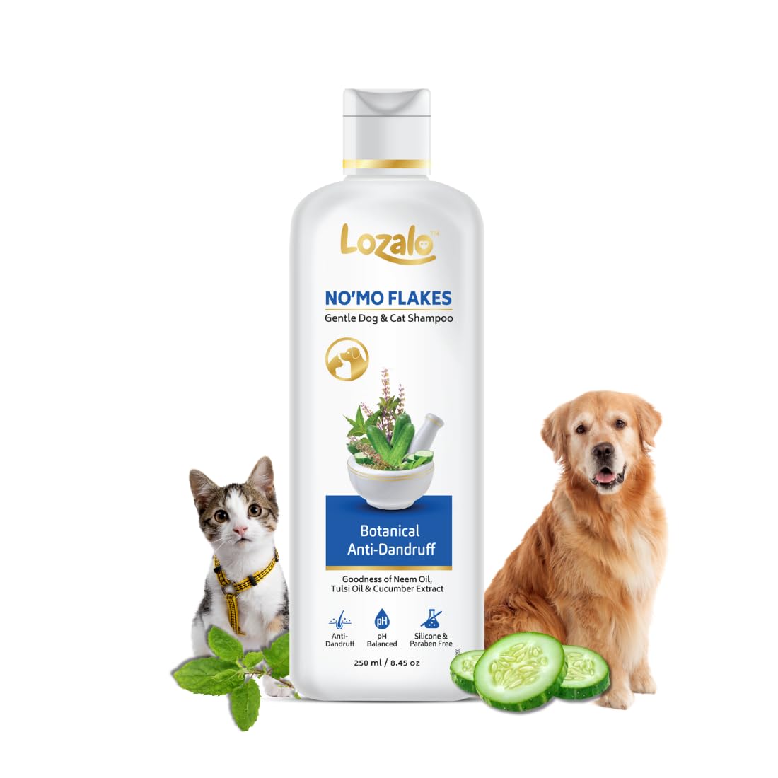 Lozalo Botanical Nomo Flakes Anti Dandruff Pet Shampoo - 250 ml | Anti Dandruff Shampoo for Dogs & Cats of All Breeds | with Cucumber & Aloe Vera Extract, Paraben Free (B0CX5JFNH8) Amazon Price History, Amazon Price Tracker