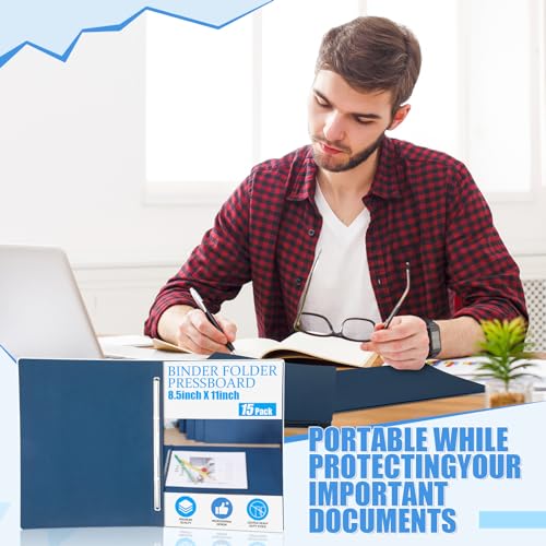 Zhanmai 15 Packs 8.5'' x 11'' Pressboard Report Covers, Metal Prong Fastener with Compressor, Letter Size 3'' Capacity Presentation Report Folder to Neatly Bind Reports, Proposals, Documents(Blue)