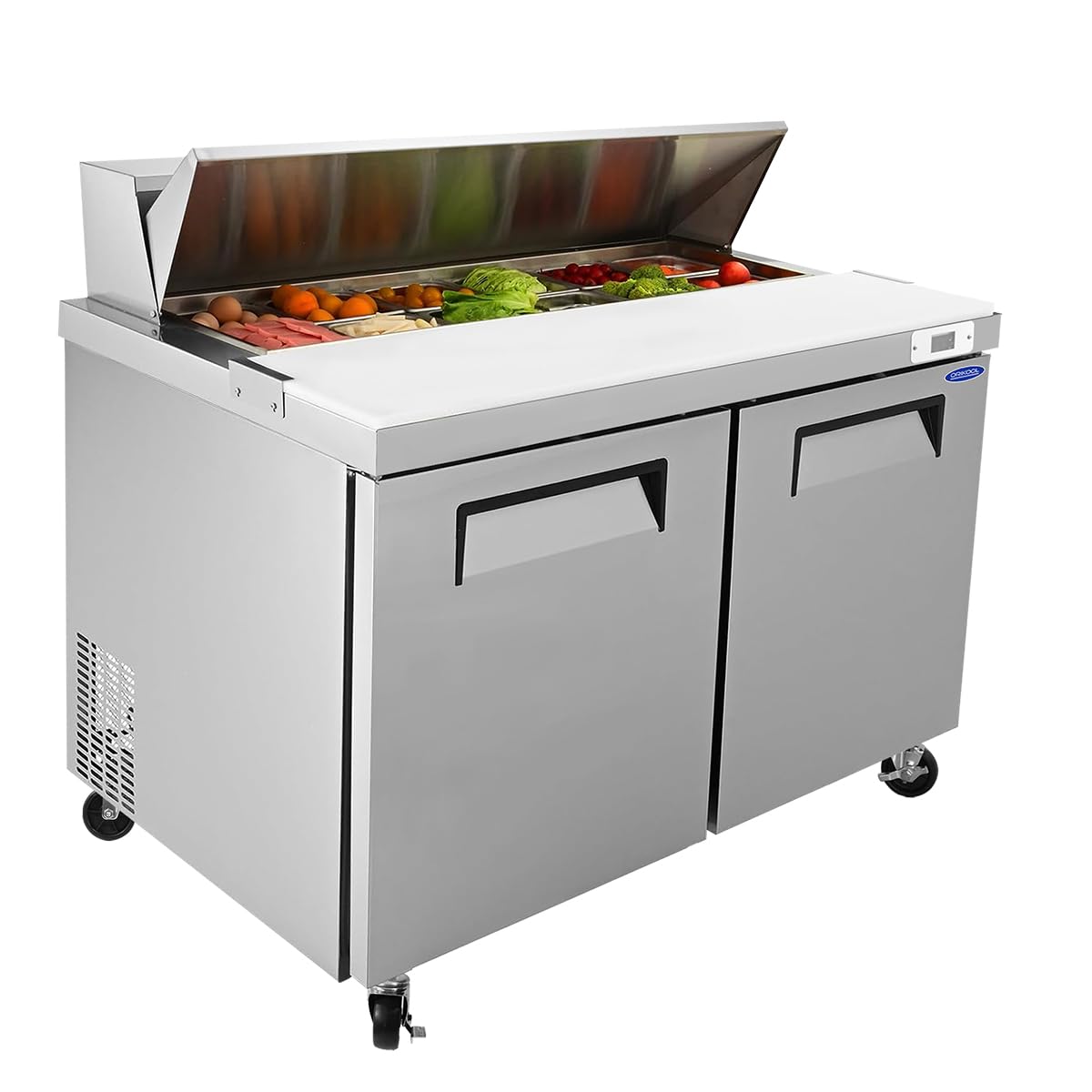 Dvasovio 48" Commercial Refrigerator Salad Sandwich Prep Table Refrigerators 2 Door 13.8 Cu.ft Stainless Steel Refrigerated Mega Top on Fridge.com