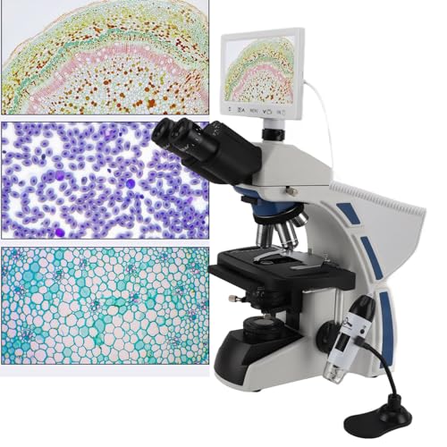Image of Digital Trinocular Microscope 40X-1000X, 7 Inch Screen, Mechanical, Handheld Microscope, for Laboratory Research, Aquaculture (US Plug)