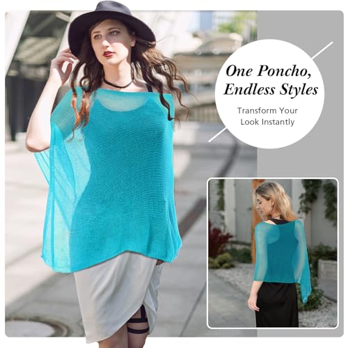 Image of Women Sheer Poncho Shrug Summer Sheer Blouse Top Lightweight Poncho Bolero for Evening Dress