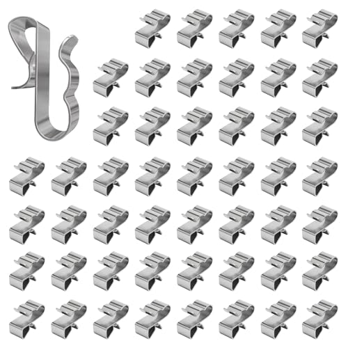 Gotetiso 50 Pièces Clips de Fixation Cable Clips de Fil Métallique Clips pour Câble Remorque Cadre de Câble Organisateur de Câbles Clips Câbles Pince en Acier Inoxydable Support Clips Cable Management