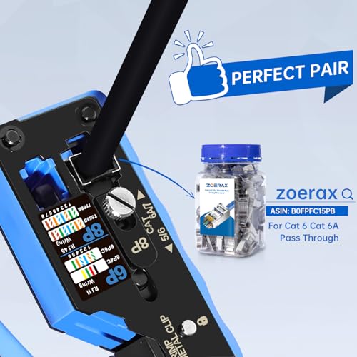 Image of All-In-One RJ45 Crimp Tool with Hand-Twist Screw and Wire Terminal Crimper for CAT7 /CAT6A /CAT6 /CAT5E /CAT5, Ethernet Crimper RJ45 crimper RJ45 Pass Through Crimp Tool Ethernet Crimping Tool