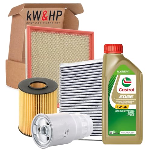 Questo kit include: Filtro abitacolo, Filtro dell'aria, Filtro carburante Filtro olio, 6 litri Olio motore 5W-30