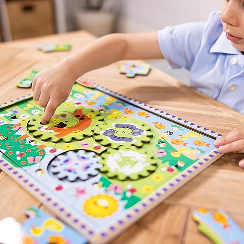 Melissa & Doug Wooden Animal Chase Jigsaw Spinning Gear Puzzle - Image 4