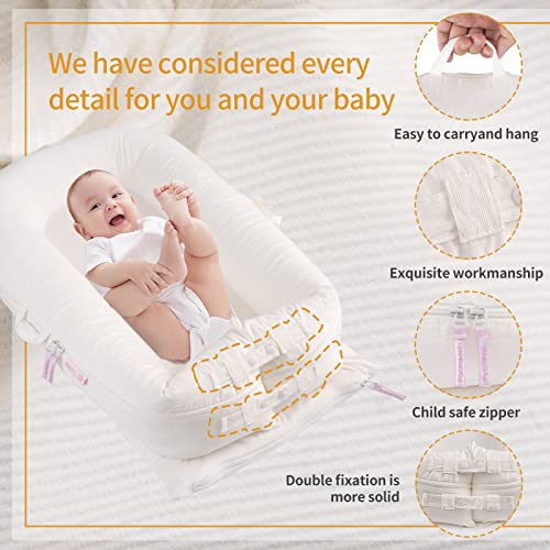 Image of Corduroy Baby Lounger Cover for Dockatot Deluxe + | 100% Cotton Hypoallergenic Newborn Premium Quality Spare Cover(Cover Only) (White)
