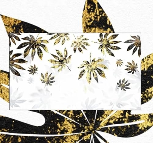 Papier peint 3D rétro feuilles dorées pour mur de salon