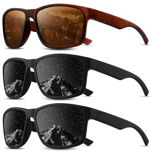 Square Polarized Sunglasses for Men and Women, Mens Sunglasses UV Protection with Lightweight Frame Sun Glasses B01-grey/Grey/Brown