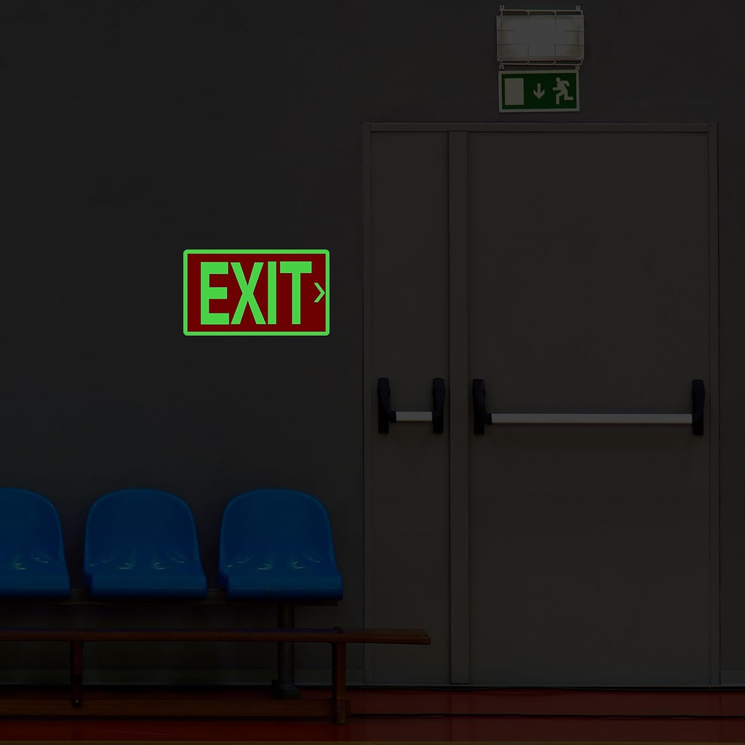 Gilprop 10 Pcs Glow in the Dark Exit Signs for Business 12 x 7 Inch Photoluminescent Signs Stickers for Indoor Outdoor for Business, Office, Warehouse (with Arrows)