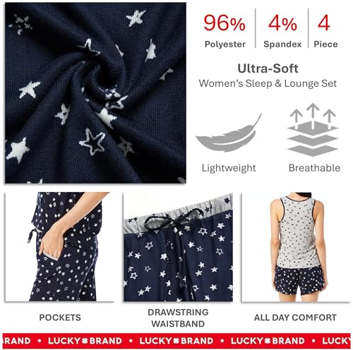 Image of Lucky Brand Women's Pajama Set - 4 Piece Sleep Shirt, Tank Top, Pajama Pants, Lounge Shorts (S-XL)