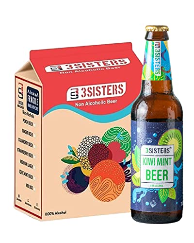 Image of 3Sisters Non Alcoholic Beer - Kiwi Mint Flavor - (Pack of 6 Bottles x 330ml each)