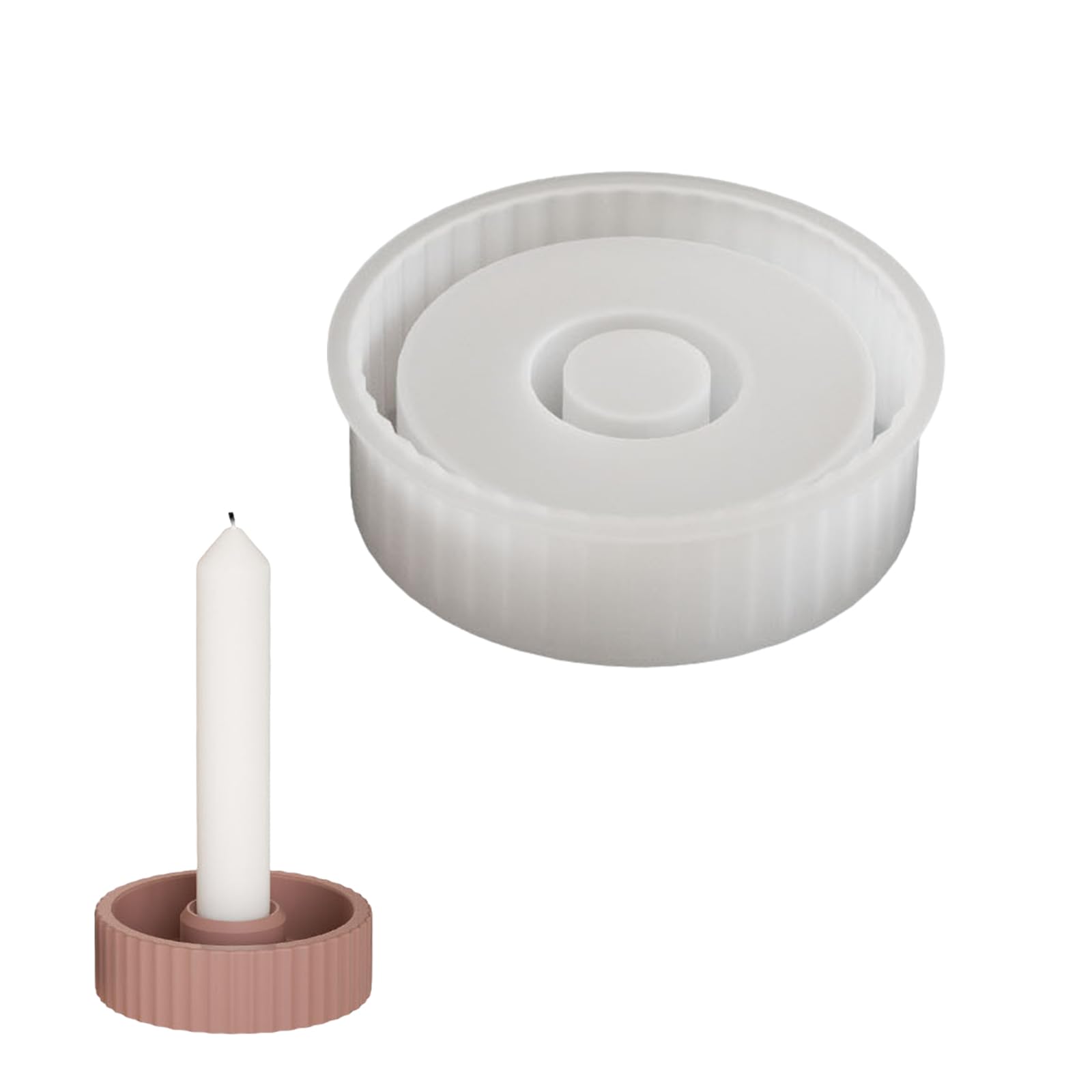 NEWFT Multifuntional Silicone Mold Striped Pattern Candle Holder Candle Bases Suitable for Crafting Candle Stand