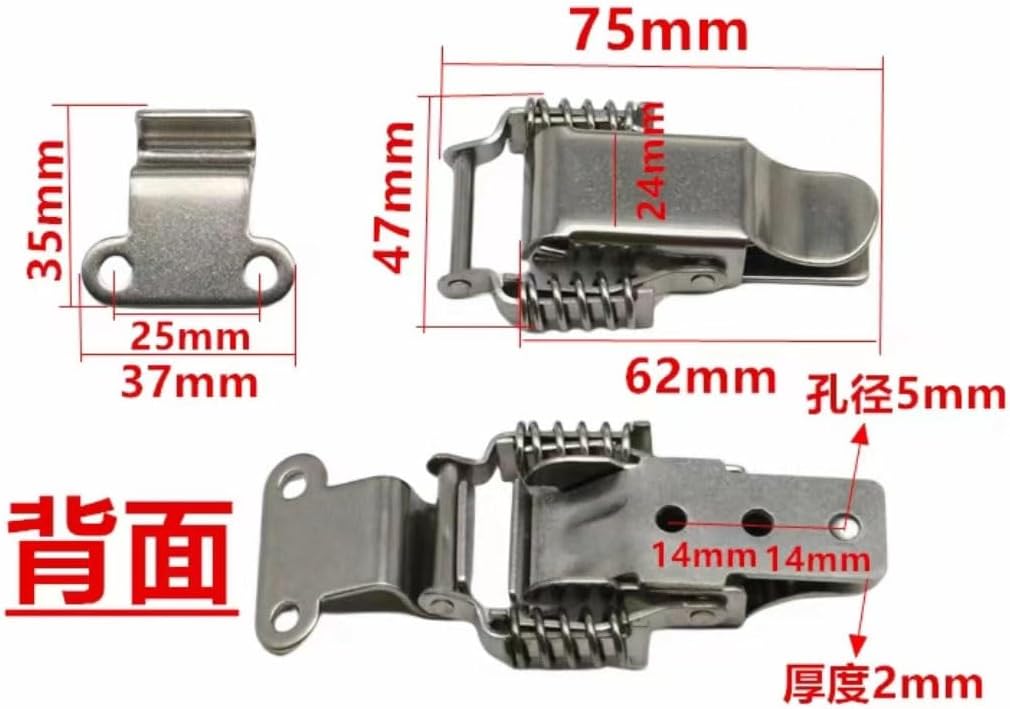 Toggle Latch Spring Toggle Latch hasp 2pcs 304 Stainless Steel 90° Spring Hasp Toolbox Toggle Latches Lock Wood Suitcase Buckle Hinges Furniture Hardware Accessories(75mm)