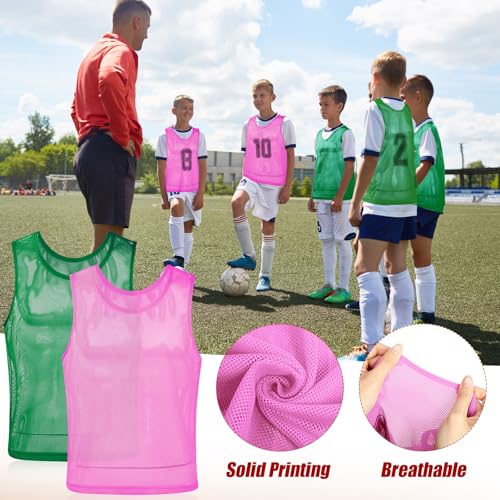 Image of Vabean 24 Pack Nylon Mesh Scrimmage Team Practice Vests Pinnies Jerseys Train Vest for Adult Sport Basketball Soccer Football