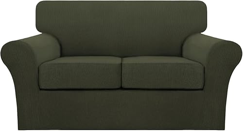 Miniatura 88 de Turquoize Fundas de sofá de 4 piezas para sofá de 3 cojines, funda de sofá suave para perros, fundas de sofá lavables con 3 fundas de cojín Biscotti