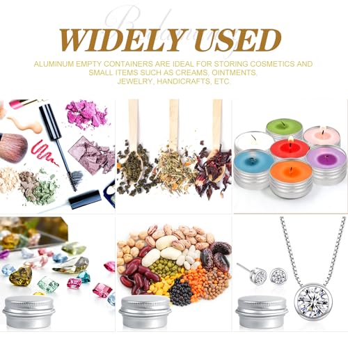 Redamancy 24 pcs Aluminium Empty Containers, 5ml Aluminium Tins Jars, Lip Balm Tins with Screw Lids, Round Travel Cream Jars with Labels and Mini Spatula, for Lip Balm, Lotion, Cream, Mini Candles - Image 8