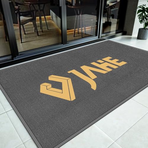 Personalized Rugs, Custom Commercial Grade 3 x 6 ft Anti-Skid Rubber Backing Entrance Doormats for Business/Entryway Carpets Logo Text Customizable Welcome Outdoor Entry Mats for Home Garden