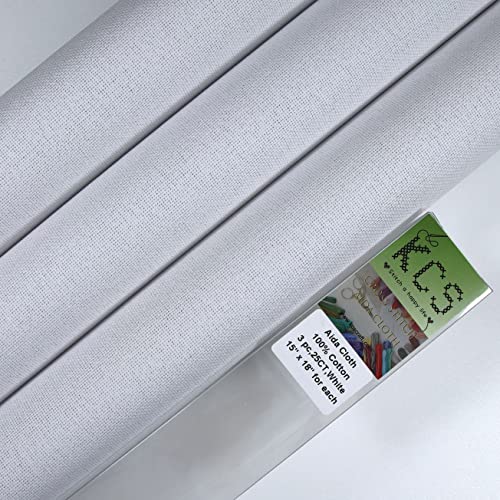 Image of KCS 3 pc of 15 inch x 18 inch Counted Cross Stitch Cotton Aida Cloth Needlework Fabric,25CT,White