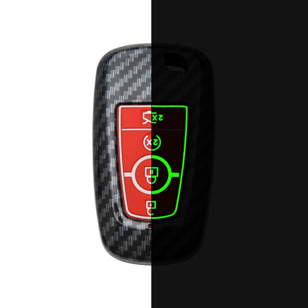 Cover Chiave Auto In Pelle E TPU Per Ford (2017-2019) - Custodia Protettiva 3 Tasti Con Portachiavi - Rosso