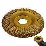 Winbyoan 7/8' Bore Wood Carving Disc Angle Grinder Disc Wood Grinding Shaping Wheel Wood Grinder Shaping Disc Fit Angle Grinders with 5/8'-11 Spindle (4Inch, Arc Type, Gold)