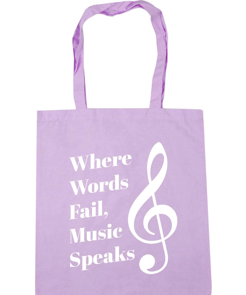 Hippowarehouse Where words fail, music speaks Tote Shopping Gym Beach Bag 42cm x38cm, 10 litres