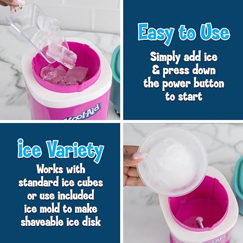 Image of Kool-Aid Shave Ice and Snow Cone Machine, Multi-Use Ice Shaver for Frozen Treats, Slushies, Snow Cones, and More - Reusable Cup and Ice Mold, Stainless Steel Blades - Sharkleberry