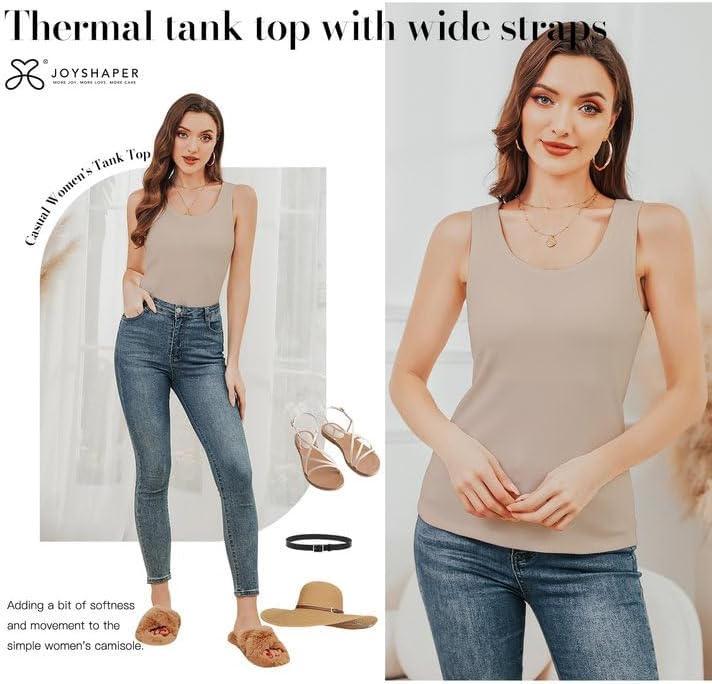 JOYSHAPER Thermal Tank Top for Women Round Neck Sleeveless Vest for Winter Underwear Tops - Image 6