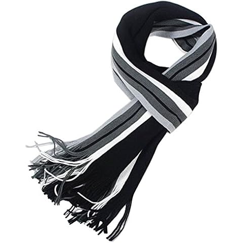 Bodhi2000 Mens Luxury Inspired Stylish Warm Knitted Striped Winter Scarf - Black Cover