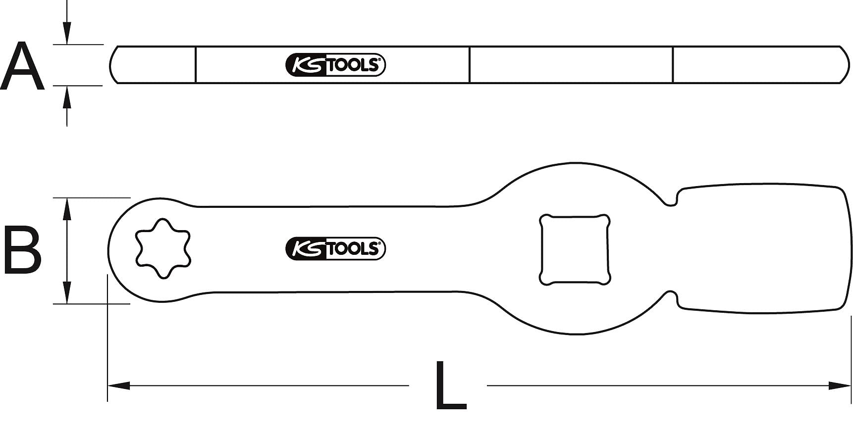 'KS Tools Plastic 517.0908 3/4 Impact TX-E Key with 2 Surfaces, E18, Schwarz - Image 4