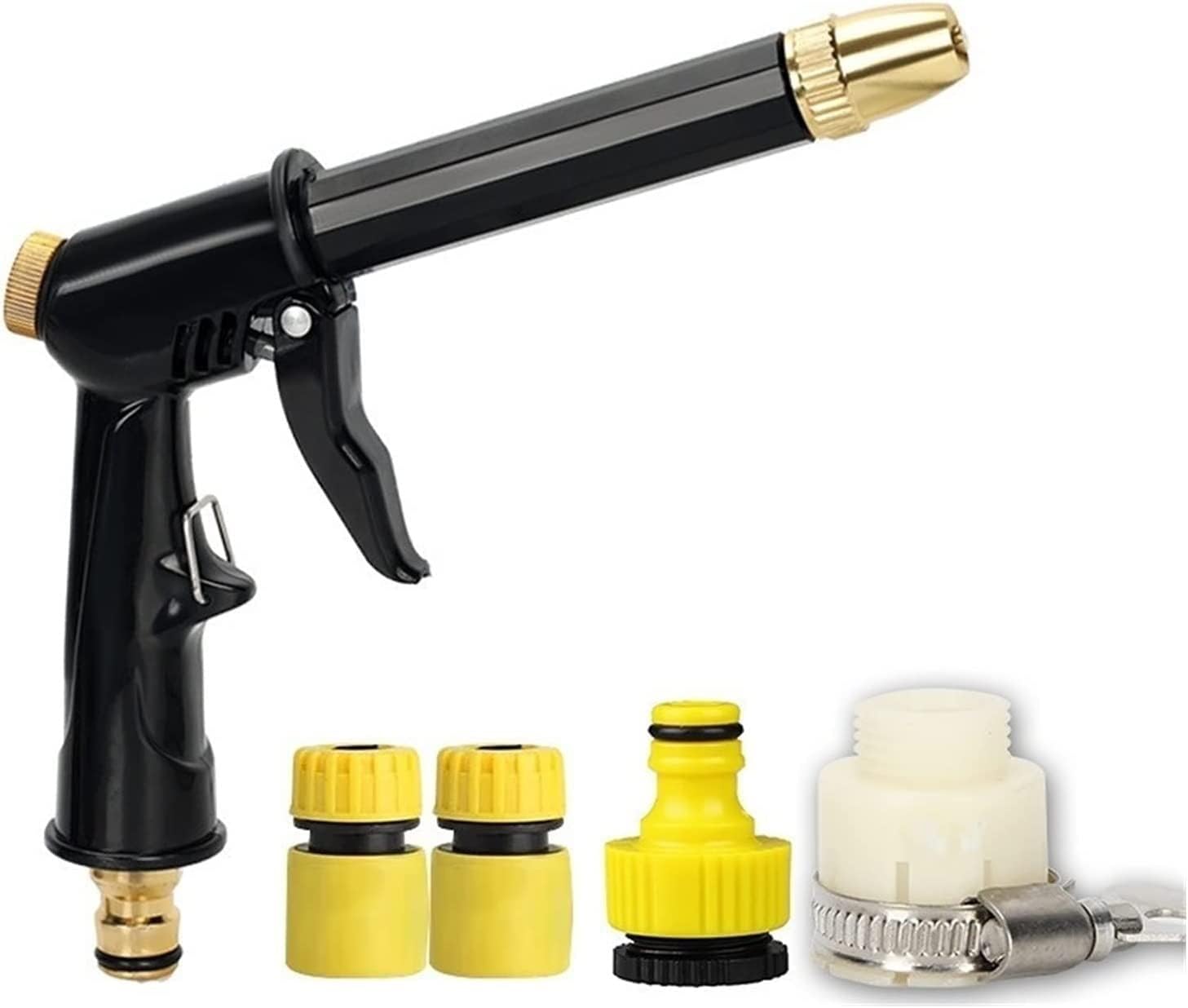hose spray gun,Universal Car Washing Kit Watering Hose Wash Tool Gun Nozzle Washing Garden Kits for Car Sprinkler Power Car Washing(Gun With 4 Connector)
