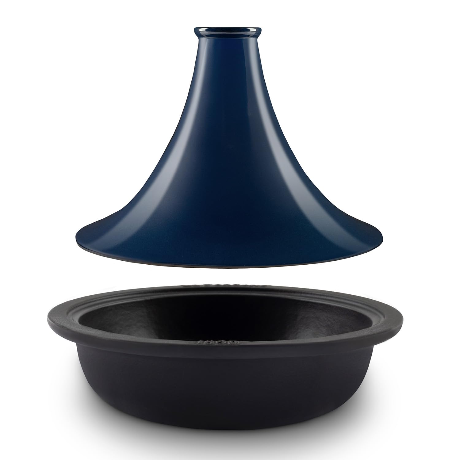 Tajine aus emailliertem Gusseisen TINGHIR, Schüssel, Deckel, Tajines und Couscous, Kapazität 2,5 L, Blau